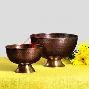 New Design Antique Copper Pedestal Bowl/Wholesale Prices Metal Compote Flower Bowl <b>Vases</b> for Home Decor Pedestal Fruits Bowl - Product Image 2
