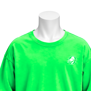 <b>Lime</b> <b>Green</b> Reversed LS Tee Oversized Long Sleeve Cotton T <b>Shirt</b> Washed Finish Drop Shoulder Casual Streetwear Relaxed Fit Top - Product Image 3