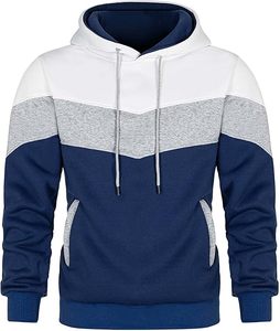 Sudadera con Capucha para Hombre, Estilo Color Block, Forro Polar, Manga Larga, Diseño de Parches, Informal, con Bolsillos - Product Image 2