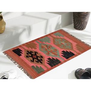 Alfombra Dhurrie de yute de lana artesanal 2x3, alfombra Kilim Vintage para interiores tranquilos, alfombras y juegos versátiles para decoración colgante Vertical - Product Image 1