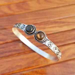 Elegantes Brazaletes de Labradorita Natural con Baño de Plata, Estilo Étnico Unisex, para Meditación, Reiki y Sanación, Disponibles de Fábrica - Product Image 5