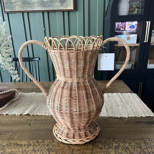 แจกันหวายสไตล์เรโทรพร้อมหูจับ แจกันทอมือแบบวินเทจสำหรับวางบนพื้น/โต๊ะ สำหรับใส่ดอกไม้ ของตกแต่งบ้าน ของขวัญวันครบรอบแต่งงาน - Product Image 4