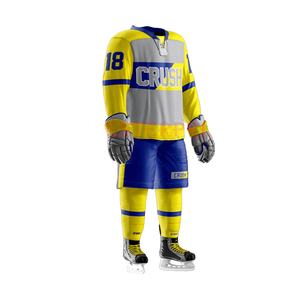 Maillots de hockey sur glace personnalisés de haute qualité OEM, imprimés par sublimation, pour adultes, vêtements de sport d'équipe, uniforme 100% polyester, vente en gros - Product Image 1
