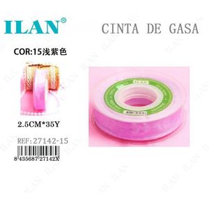 ริบบิ้นชีฟองอิลัน 2.5 ซม. x 35 หลา สีม่วงอ่อน สำหรับงานประดิษฐ์และตกแต่ง - Product Image 1