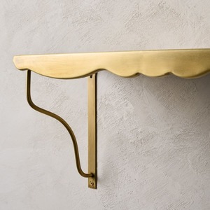 Decorative Brass Shelf Bracket with Elegant Scroll Design for <b>Rustic</b> Farmhouse Wooden Wall <b>Shelves</b> Support - Product Image 1