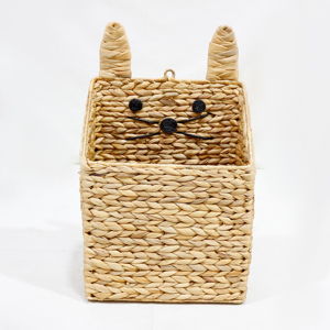 Handmade Water Hyacinth Cat Wall <b>Hanging</b> Basket Nursery Toy Storage Organizer <b>Bin</b> - Product Image 5