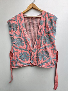 Turkish Suzani Embroidered <b>Velvet</b> Vintage Short Beaded Floral V-neck Vest Handmade Unisex Boho Festival Ethnic Sleeveless <b>Jacket</b> - Product Image 1