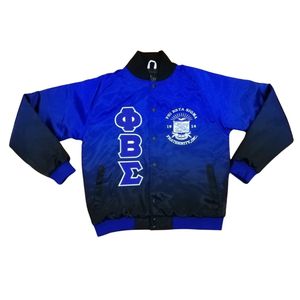 Black Faded Phi Beta Sigma Bomber Jacket for Men Comfortable Fit Premium Fabric Greek Fraternity Apparel Casual Outerwear - Product Image 2