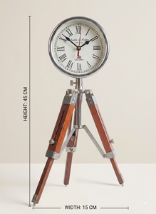 Wooden Adjustable Tripod <b>Table</b> <b>Clock</b> Mechanical Movement Silent Hourly Chiming Vintage Desk <b>Clock</b> Decorative Stand Timepiece - Product Image 6