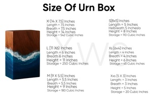 Handcrafted Rosewood Cremation Urn Ocean Wave Resin Inlay for human shes medium size 9x5.5 inches urn <b>box</b> - Product Image 2