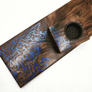Quemador de Incienso de Sándalo Hecho a Mano con Diseño Artístico de Caligrafía Árabe Azul, Difusor Aromático para Uso en Todas las Estaciones - Product Image 2