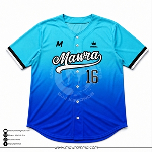 Camiseta de Béisbol Personalizada MAWRA con Degradado Azul, Sublimada, de Secado Rápido, con Botones, Uniforme de Equipo Transpirable para Hombres y Mujeres - Product Image 3