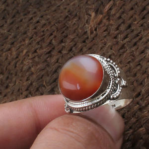 Anillo de Ónix Rojo Natural, Plata de Ley 925, Anillo de Cabujón Redondo, Anillo de Sello Hecho a Mano en Turquía, Joyería de Ágata Roja para Hombre y Mujer - Product Image 2