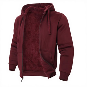 Pull à capuche unisexe personnalisé en polaire avec fermeture éclair, décontracté, uni, ample, teint, broderie 3D, écologique, respirant, coupe-vent - Product Image 3