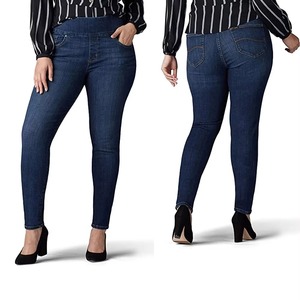 Vente en gros usine – Pantalon crayon en jean pour femme, taille mi-haute, décontracté, 100 % coton, séchage rapide, respirant, délavage clair, service OEM - Product Image 6