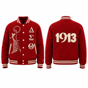 เสื้อแจ็คเก็ตวาร์ซิตี้ คอตั้ง ติดกระดุมลายการ์ตูน สีสั่งทำได้ ปักลายกรีกสำหรับชมรมนักเรียนชาย ฤดูหนาว - Product Image 4