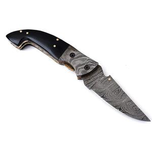 Couteau de poche artisanal en acier Damas de qualité industrielle Jexmoo, avec étui en cuir, idéal pour un cadeau d'anniversaire ou un cadeau pour témoin de mariage - Product Image 6