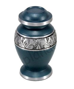 Teardrop Ceramic Pet Urn Classical Design Airtight Green with Silver <b>Trim</b> - Product Image 4