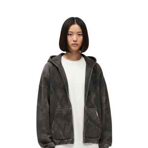 Ensemble sweat à capuche zippé et short vintage en 100 % coton, impression entièrement personnalisée, idéal pour un look décontracté ou streetwear, unisexe. - Product Image 1