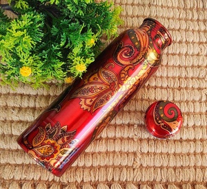 Diseño Paisley 1 litro impreso 100% de cobre puro de la botella de agua de conjunto de menos a prueba de fugas de botellas de la Oficina para el hogar regalo - Product Image 4