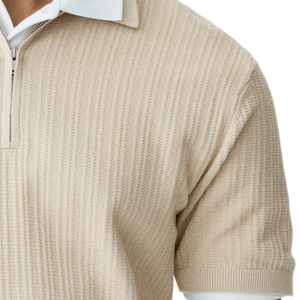 Polo de Punto Texturizado de Corte Ajustado para Hombre, Camiseta de Manga Corta con Cuello, Suave y Transpirable, Informal, con Logotipo Personalizado, OEM, ODM, Premium - Product Image 6