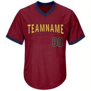 Camiseta de Béisbol Personalizada con Cuello en V, Azul Marino, para Hombre, Manga Corta, Nombre del Equipo Impreso, Número 00, Ropa Deportiva Transpirable de Poliéster - Product Image 4