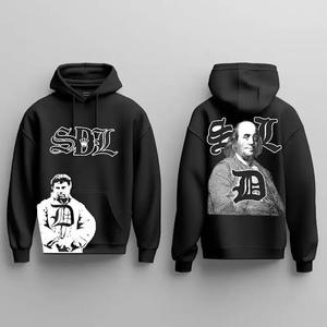 Custom Designs Skysdalimittt Premium Quality 350gsm 100% Cotton Knitted Casual Hoodie Loose Fit Anti-shrink Pocket Design Men's - Product Image 4