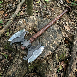 Handcrafted Double Blade <b>Axe</b> | Carbon Steel Cutting Tool | Nordic Style Wooden <b>Handle</b> | OEM Manufacturer - Product Image 1