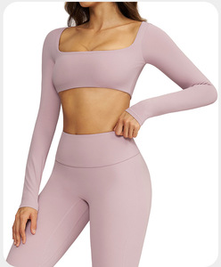 Conjuntos Deportivos de Yoga para Mujer, Personalizados con Logotipo, Transpirables, Ecológicos, de Spandex/Nailon, para Gimnasio, Fitness, Ejercicio, 2 Piezas - Product Image 1