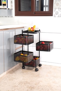 Étagère de rangement pliable portable de qualité supérieure en matériau MS à quatre niveaux pour la cuisine - Product Image 2