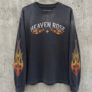 เสื้อยืดแขนยาวทรงโอเวอร์ไซส์ลายกราฟิกเปลวไฟสไตล์วินเทจสตรีทแวร์ยูนิเซ็กส์ผ้าฝ้ายกรันจ์ขายส่ง - Product Image 5