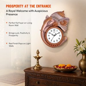 Sonam Quartz Lord Ganesha <b>Wall</b> <b>Clock</b> - 3D Luxury Rose Gold Ganpati Idol Decor - <b>Silent</b> Non-Ticking Religious Timepiece for Home - Product Image 3