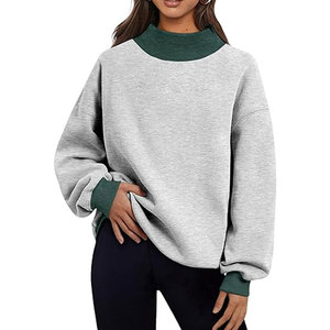 Sudaderas Oversize para Mujer, Cuello Alto, Bloques de Color, Forro Polar, Manga Larga, Holgadas, Casuales, Atuendos de Moda Otoñal Cómodos - Product Image 1