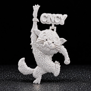 Pendentif Chat Mignon Hip Hop en Argent 925 Moissanite Iced Out - Product Image 3