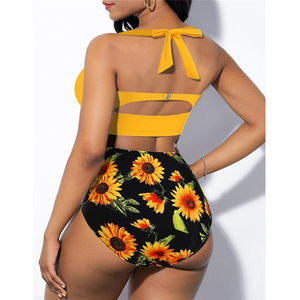 Traje de baño morado liso con cuello cuadrado Traje de baño de una pieza para mujer Corte regular Tejido de poliéster - Product Image 4