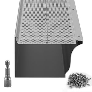 Protezione per grondaie in alluminio fai-da-te da 5 pollici con filtro antifoglie, 52 pezzi, lunghezza totale 208 piedi, diametro foro 0,157 piedi, per coperture e prese d'aria - Product Image 1