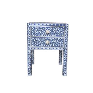 Mesa de Cajones con Incrustaciones de Hueso de ILAHI, Diseño Moderno con Detalles de Ágata, Almacenamiento de Tres Niveles, Mueble Portátil para el Hogar - Product Image 4