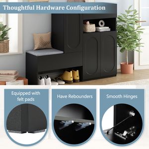On TREND 2-in-1 Modern Shoe Rack with Soft Cushion Elegant Storage Bench and Arched Doors <b>Rebound</b> Devices for Versatile Use - Product Image 4