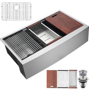 Lavello da Cucina Stile Rustico in Acciaio Inox 304, Vasca Singola da Incasso con Accessori per Uso Domestico - Product Image 5