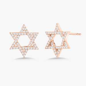 14K 18K Gold <b>Round</b> Cut Lab Grown Diamond Star Stud Earring Pave Hexagram Star of David Religious Earring Wholesale Factory Price - Product Image 5
