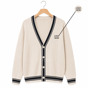 Cosh International Sisterhood Sorority Acrylic Women's V-Neck Knitted <b>Cardigan</b> <b>Sweater</b> Long Sleeve Solid Color Button Front - Product Image 1