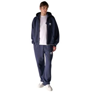 Casual Heavyweight Zip Hoodie and <b>Jogger</b> Set for <b>Men</b> Soft Cotton Streetwear Sweatshirt and Pants in <b>Navy</b> Fashion Activewear Set - Product Image 6