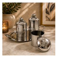 Ensemble de boîtes de conservation de luxe en acier inoxydable argenté martelé pour cuisine, écologiques, pour la préservation de la fraîcheur, emballage carton, pour la maison