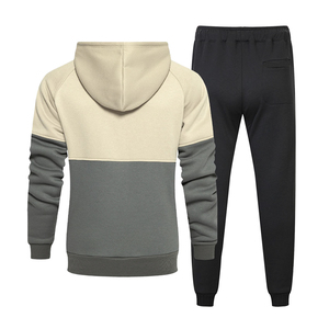 Conjunto Deportivo de 2 Piezas para Hombre, con Capucha y Bloques de Color, Pantalones con Cordón, Manga Larga, Informal, para Correr, Ropa de Invierno, Poliéster/Algodón, Ligero - Product Image 5
