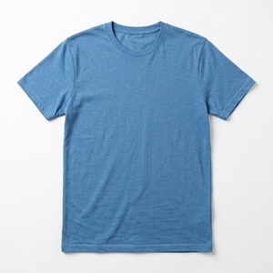 Camiseta de Algodón para Hombre, Corte Regular, Color Azul Sólido, Cuello Redondo, Manga Corta, Estilo Casual de Punto Jersey - Product Image 5