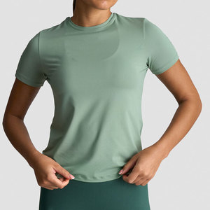 Active Wear Yoga T-Shirt High Quality Quick Dry <b>Athletic</b> Gym Training T-Shirt Custom Logo Blank Longline Slim Fit Top - Product Image 5