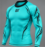 T-shirt de compression pour homme, manches longues, anti-UV, séchage rapide, respirant, pour entraînement MMA et gym