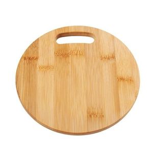 Planche à découper ronde en bambou avec poignée, planche à découper de cuisine en bois naturel - Product Image 1