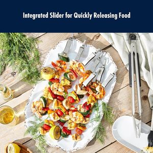 Durable 10-Piece Stainless Steel Skewer Set Outdoor Grill Reusable Kebab Sticks Grilling Food Slider for <b>BBQ</b> Accessories - Product Image 4