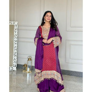 Top de fiesta para mujer Plazzo Dupatta Set para un aspecto elegante - Product Image 4